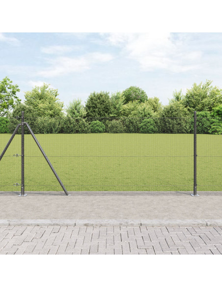 Recinzione in rete saldata  con 13 pali flangiati Grigio 0.8x50 m Acciaio