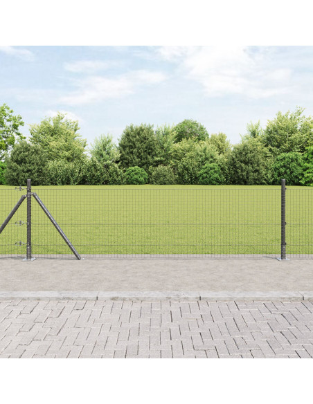 Recinzione in Rete Saldato  con 13 Pali Flangiati Grigio 0.5x50 m Acciaio