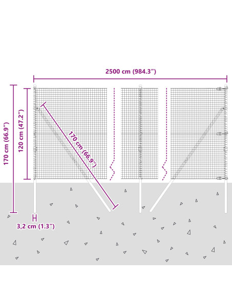 Recinzione in Fil di Ferro Saldato con 13 Pali Verde 1.2x25 m Acciaio