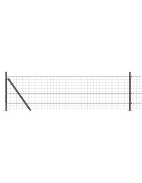 Recinzione in Rete Saldato  con 13 Pali Flangiati Grigio 0.5x50 m Acciaio