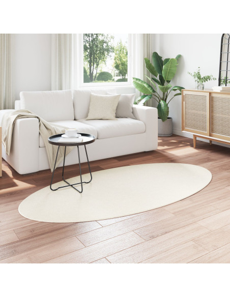 Tappeti  Panna Lana 100 x 200 cm Tappeto Area Ovale Moderno