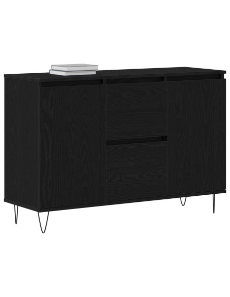 Sideboard Nero Rovere 101,5x35x70 cm Legno ingegnerizzato