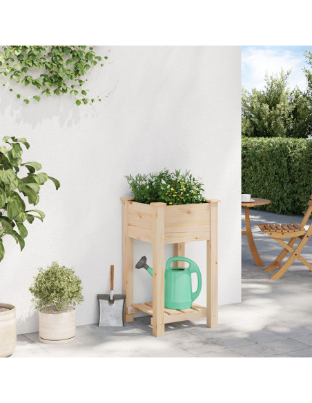 Vaso da giardino  con ripiano 45x45x76 cm in legno massello di abete