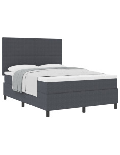 Letto a molle con testiera Grigio Scuro e Bianco 140 x 190 cm 2