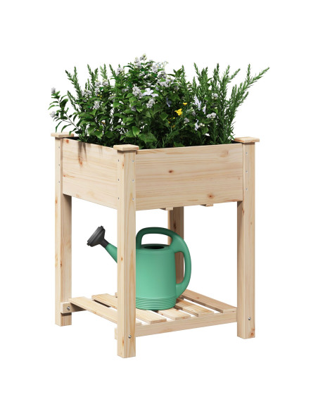 Piantana da Giardino  con Ripiano 60x60x76 cm in Legno Massello di Abete