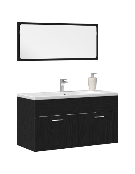 Set di Mobili da Bagno in 2 Pezzi Legno Ingegnerizzato Nero