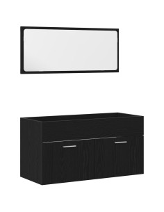 Set di mobili per il bagno 2 pcs Rovere Nero Legno multistrato 2