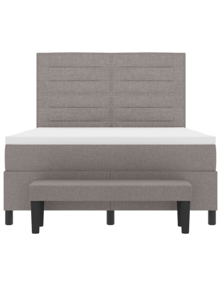 Letto a Molle  con Materasso e Panchina Taupe 160x200 cm Tessuto