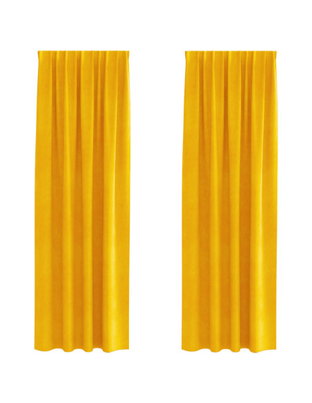 Tende Blackout  con nastro superiore 2 pezzi Giallo Senape Velluto