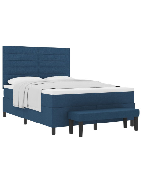 Letto a Rete con Materasso & Panchina Blu 140x190 cm Tessuto