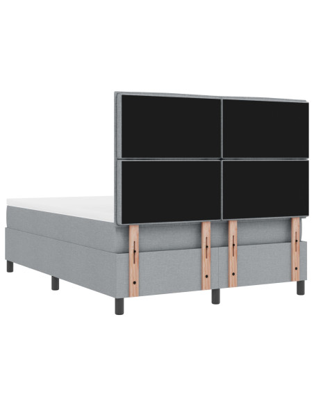 Letto con Rete a Molla e Materasso Grigio Chiaro 140x200 cm Tessuto