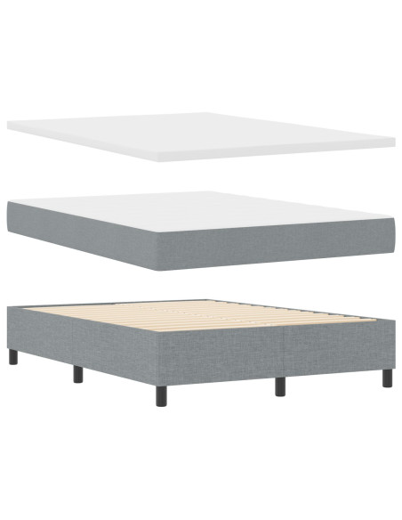 Letto con Rete a Molla e Materasso Grigio Chiaro 140x200 cm Tessuto