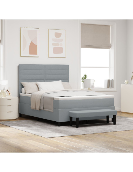 Letto con Rete a Molla e Materasso Grigio Chiaro 140x200 cm Tessuto