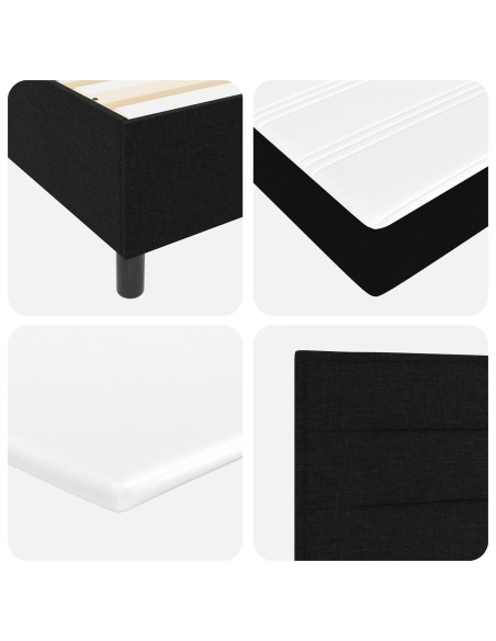 Letto con Box Spring  e Panchina Nera 180x200 cm Tessuto