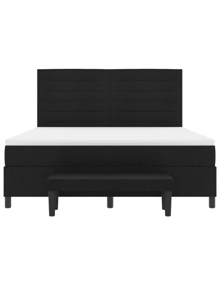 Letto con Box Spring  e Panchina Nera 180x200 cm Tessuto