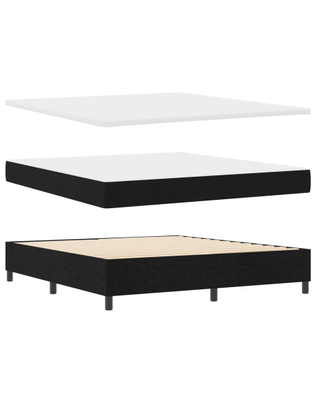 Letto con Box Spring  e Panchina Nera 180x200 cm Tessuto