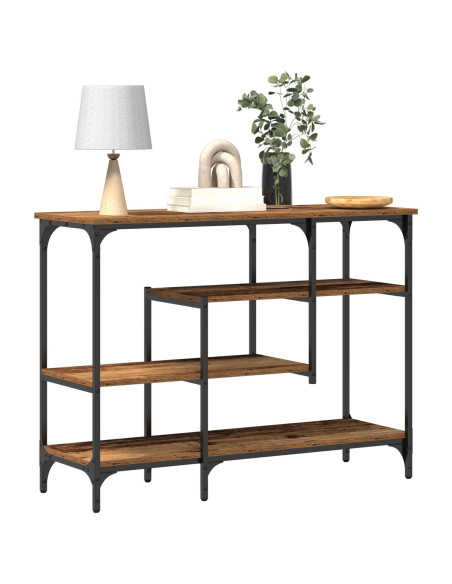 Tavolo Consolle Legno Vecchio 100x35x75 cm Legno Ingegnerizzato e Acciaio