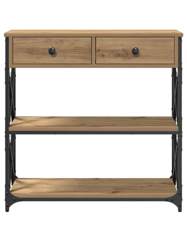 Tavolo Consolle con cassetto rovere artigianale 75 x 28 x 75 cm