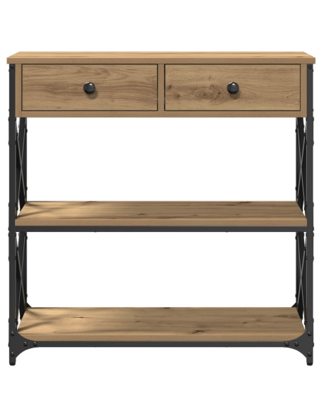 Tavolo Consolle con cassetto rovere artigianale 75 x 28 x 75 cm