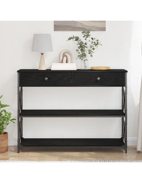 Tavolo Consolle con cassetto Rovere nero 100 x 28 x 75 cm