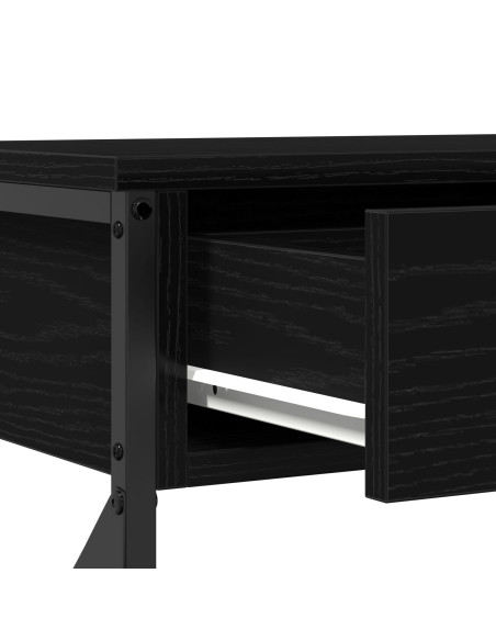 Tavolo Consolle Nero Rovere 100x28x75 cm Legno Ingegnerizzato e Acciaio