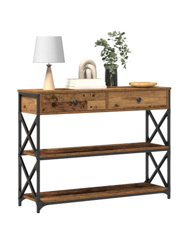 Tavolo Consolle con cassetto Legno vecchio 100 x 28 x 75 cm