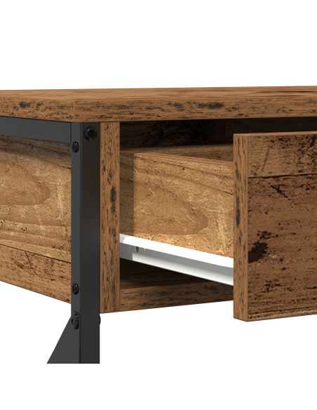 Tavolo Consolle Legno Vecchio 100x28x75 cm Legno Ingegnerizzato & Acciaio