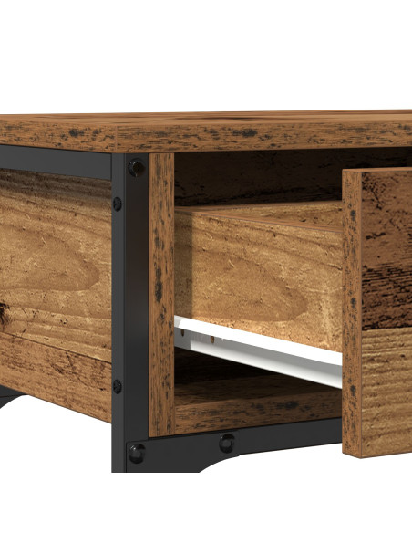 Tavolino in Legno Vecchio 72,5x25x75 cm Legno Ingegnerizzato e Acciaio