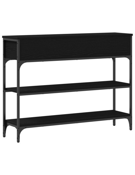 Tavolino Nero Rovere 100x25x75 cm Legno ingegnerizzato e Acciaio