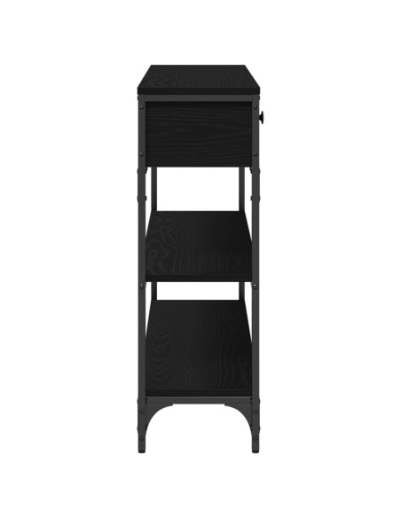Tavolino Nero Rovere 100x25x75 cm Legno ingegnerizzato e Acciaio