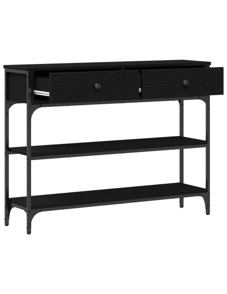 Tavolino Nero Rovere 100x25x75 cm Legno ingegnerizzato e Acciaio