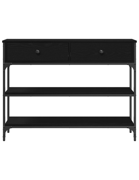 Tavolino Nero Rovere 100x25x75 cm Legno ingegnerizzato e Acciaio