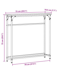 Tavolo consolle Rovere Nero 75 x 19,5 x 75 cm Legno multistrato 2