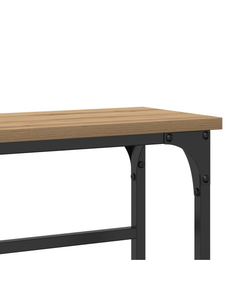 Tavolo Consolle in Rovere Artigianale 75x19,5x75 cm in Legno Ingegnerizzato e Acciaio