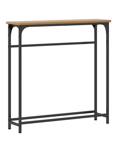 Tavolo Consolle in Rovere Artigianale 75x19,5x75 cm in Legno Ingegnerizzato e Acciaio