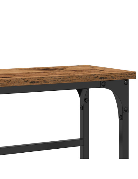 Tavolino in legno vecchio 75x19,5x75 cm in legno ingegnerizzato e acciaio