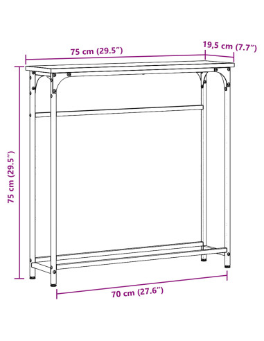 Tavolo consolle con lo scaffale Legno vecchio 75 x 19,5 x 75 cm