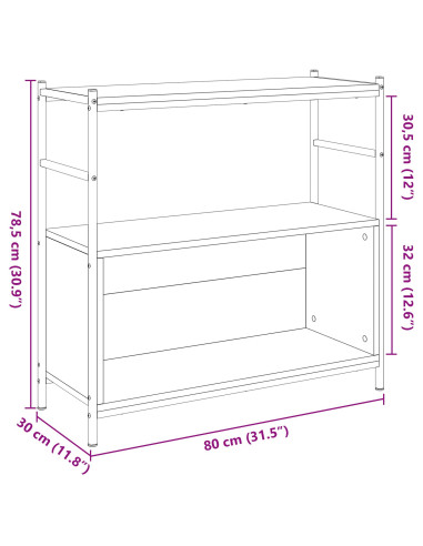Libreria Rovere fumo 80 x 30 x 78.5 cm Legno multistrato