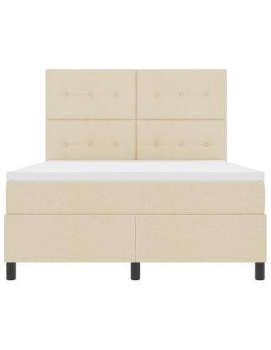 Letto a molle con materasso Crema 140 x 200 cm Tessuto