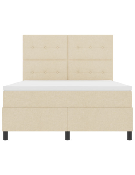 Letto a Molle con Materasso Crema 140x190 cm Tessuto