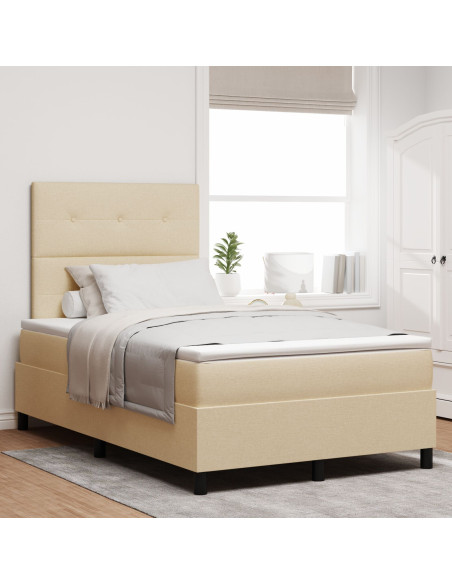 Letto a molle  con materasso crema 120x200 cm tessuto