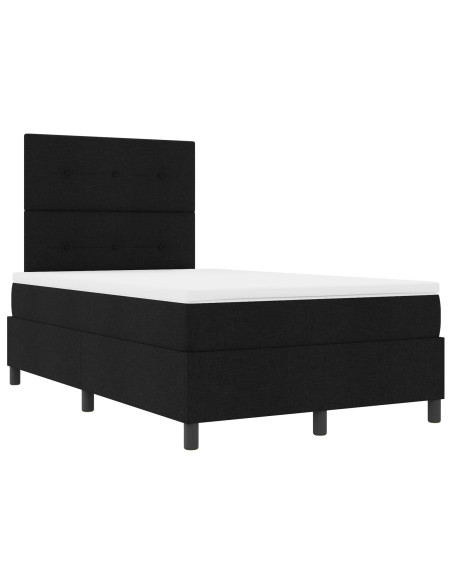 Letto a Molle con Materasso Nero 120x200 cm in Tessuto
