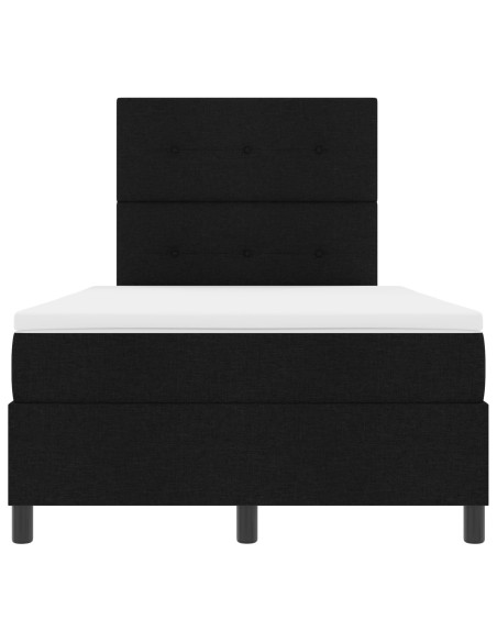 Letto a Molle con Materasso Nero 120x200 cm in Tessuto