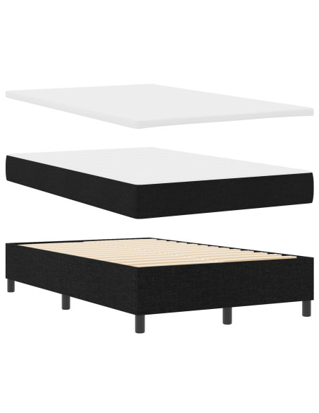 Letto a Molle con Materasso Nero 120x200 cm in Tessuto