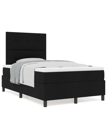 Letto a Molle con Materasso Nero 120x200 cm in Tessuto