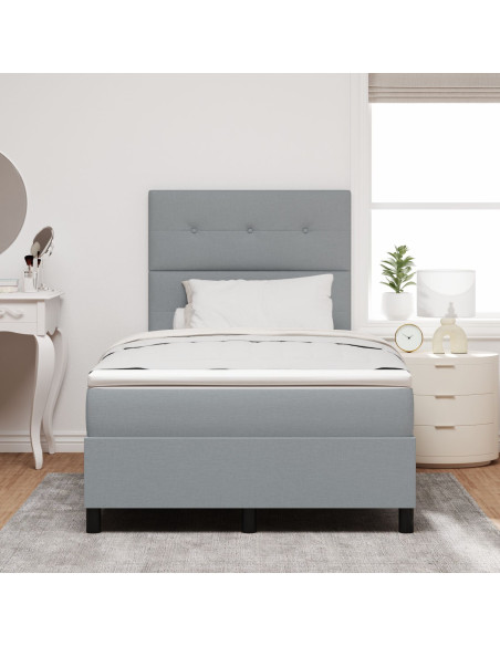 Letto Box Spring con Materasso Grigio Chiaro 120x200 cm in Tessuto