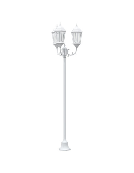 Lampione da Giardino  3 lampade E27 Bianco 220 cm Alluminio