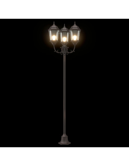 Palo da Giardino  con 3 Lampade E27 Bronzo 220 cm Alluminio