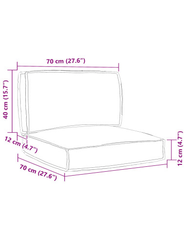 Set di Cuscini per Pallet Floreale 2 pcs Motivo Foglia Verde