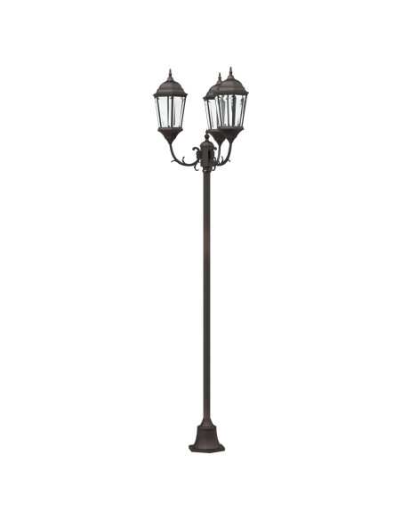 Palo da Giardino  con 3 Lampade E27 Bronzo 220 cm Alluminio